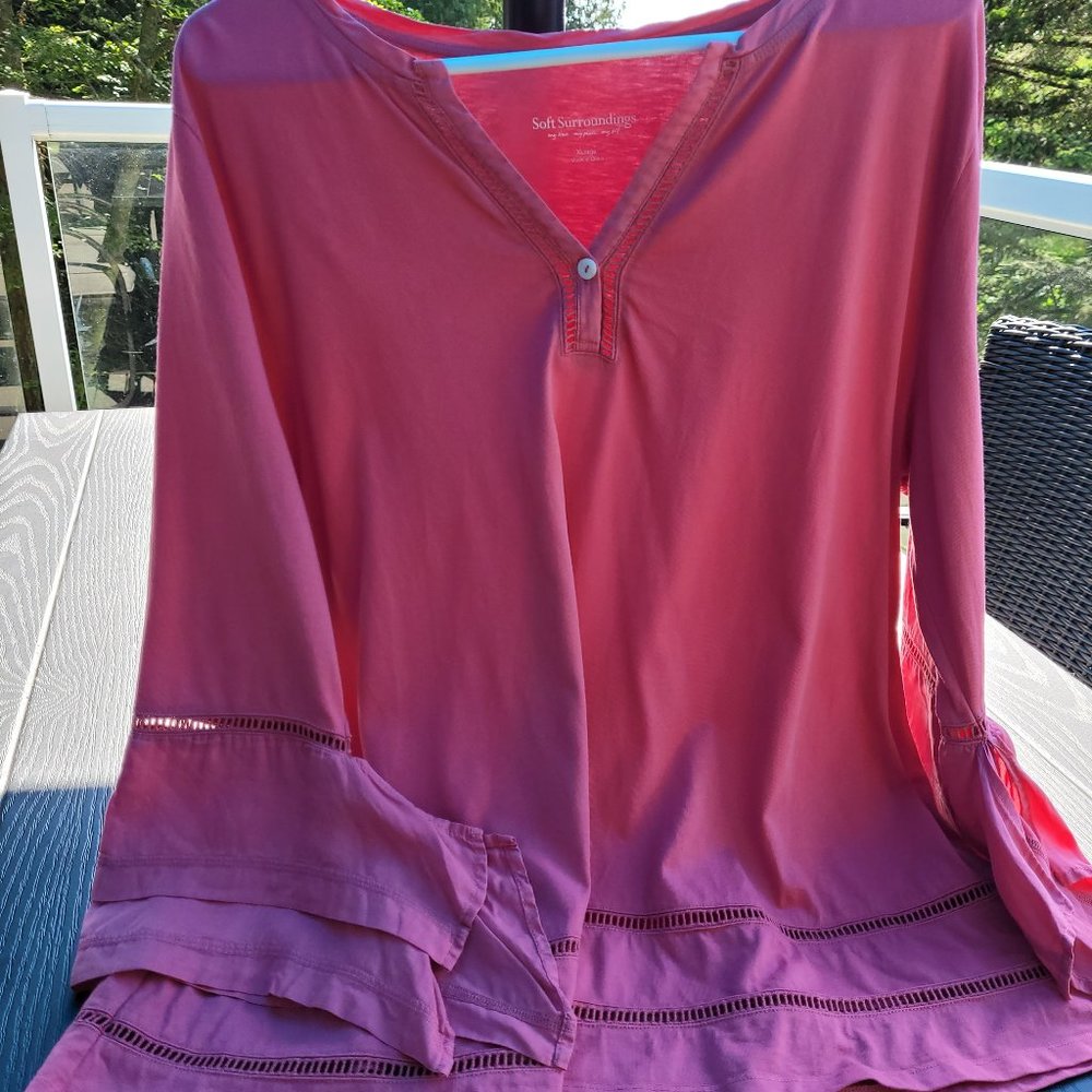 Boho Soft Surroundings XL Tunic in Faded Coral/Salmon (pinky orange)-Too Cute!